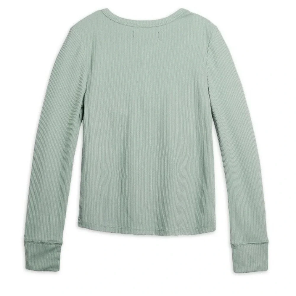 Planet Gold Girls Long Sleeve Henley XS 4-5 New with Tags Green Yummy Rib Cuffed